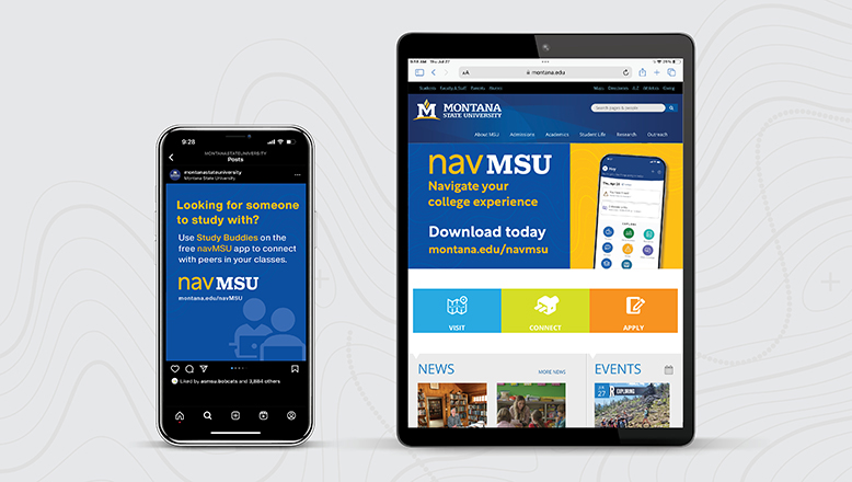 nav MSU digital graphics across different screens such as a mobile phone and tablet nav MSU digital graphics across different screens such as a mobile phone and tablet