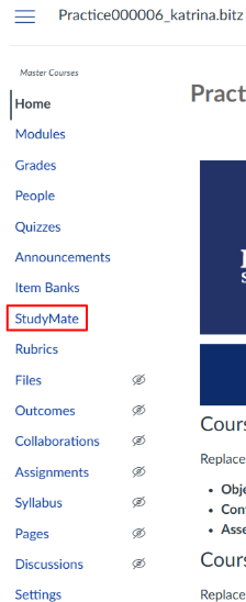 studymate course navigation studymate in course navigation outlined in red