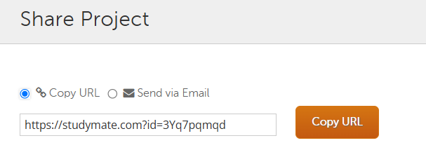 studymate URL sample URL or sharing a studymate project