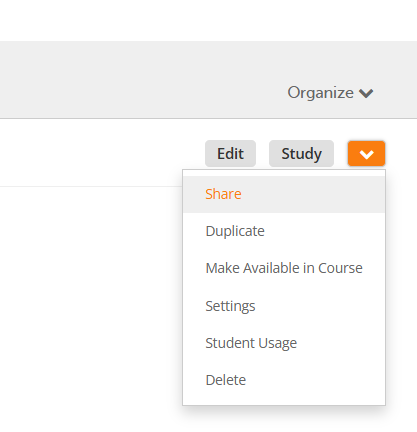 share studymate dropdown panel to share studymate project