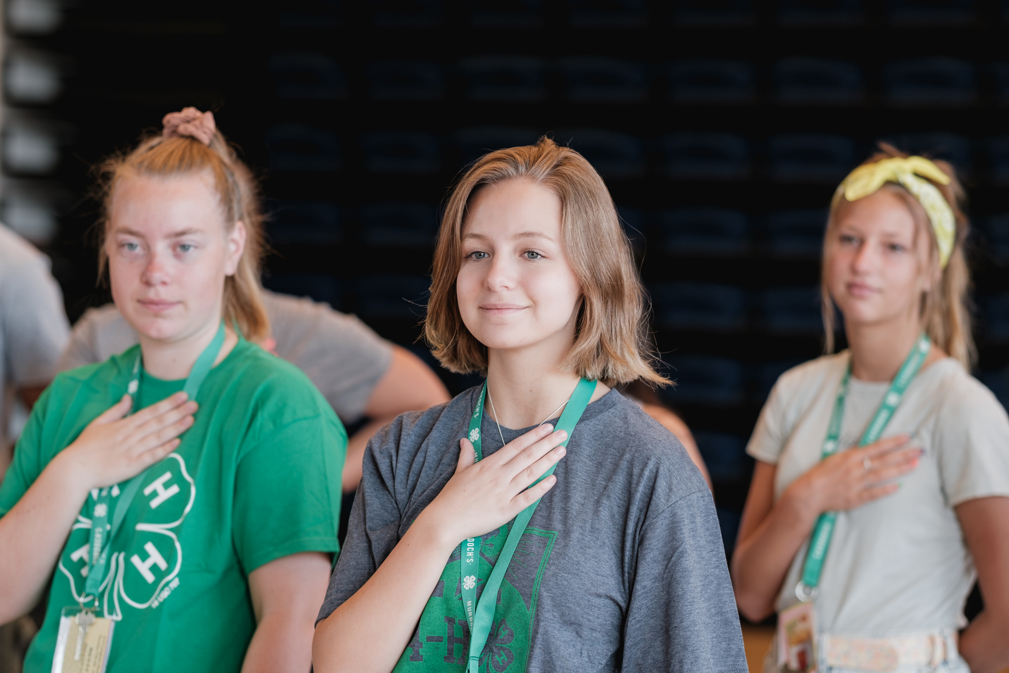 a group of 4-Her's pledge to the flag
