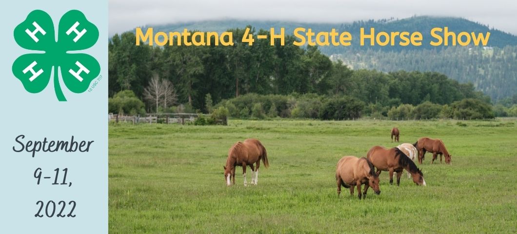 State Horse Show Montana 4-H State Horse Show is September 9-11, 2022.