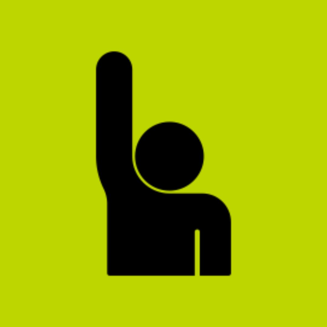 Become a Volunteer person raising their hand