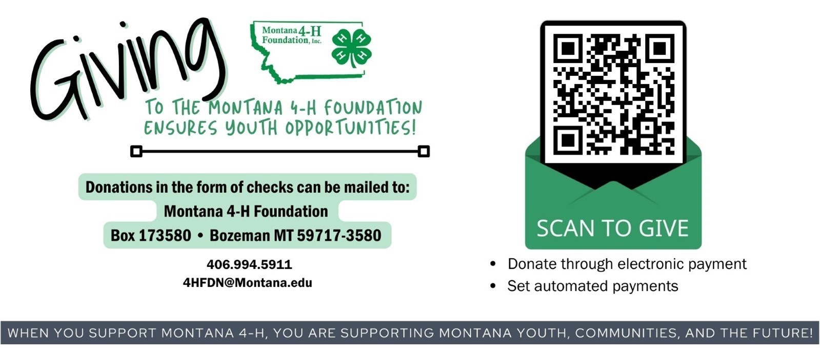 QR Code: Giving MT 4-H Foundation Montana 4-H Foundation Giving