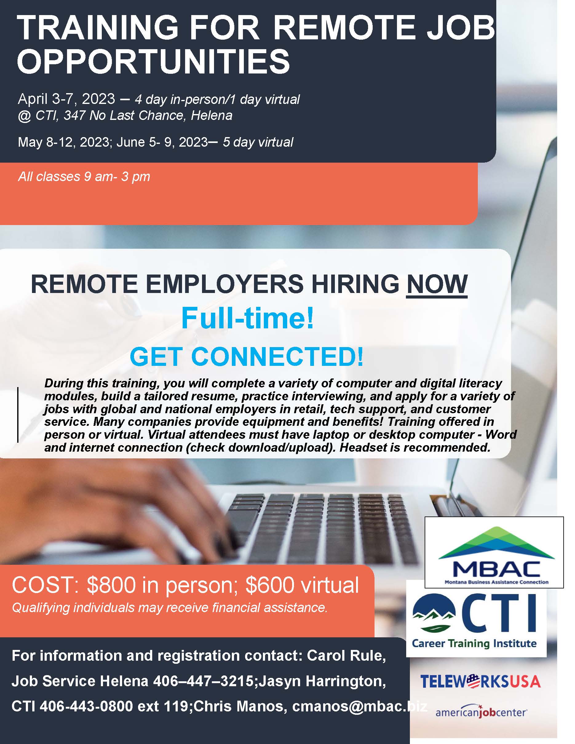 Training for Remote Job Opportunities Training for Remote Job Opportunities flyer