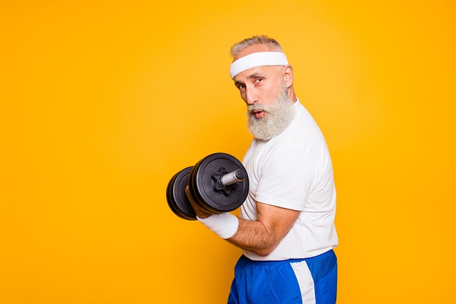 Strong Man Man lifting dumbell