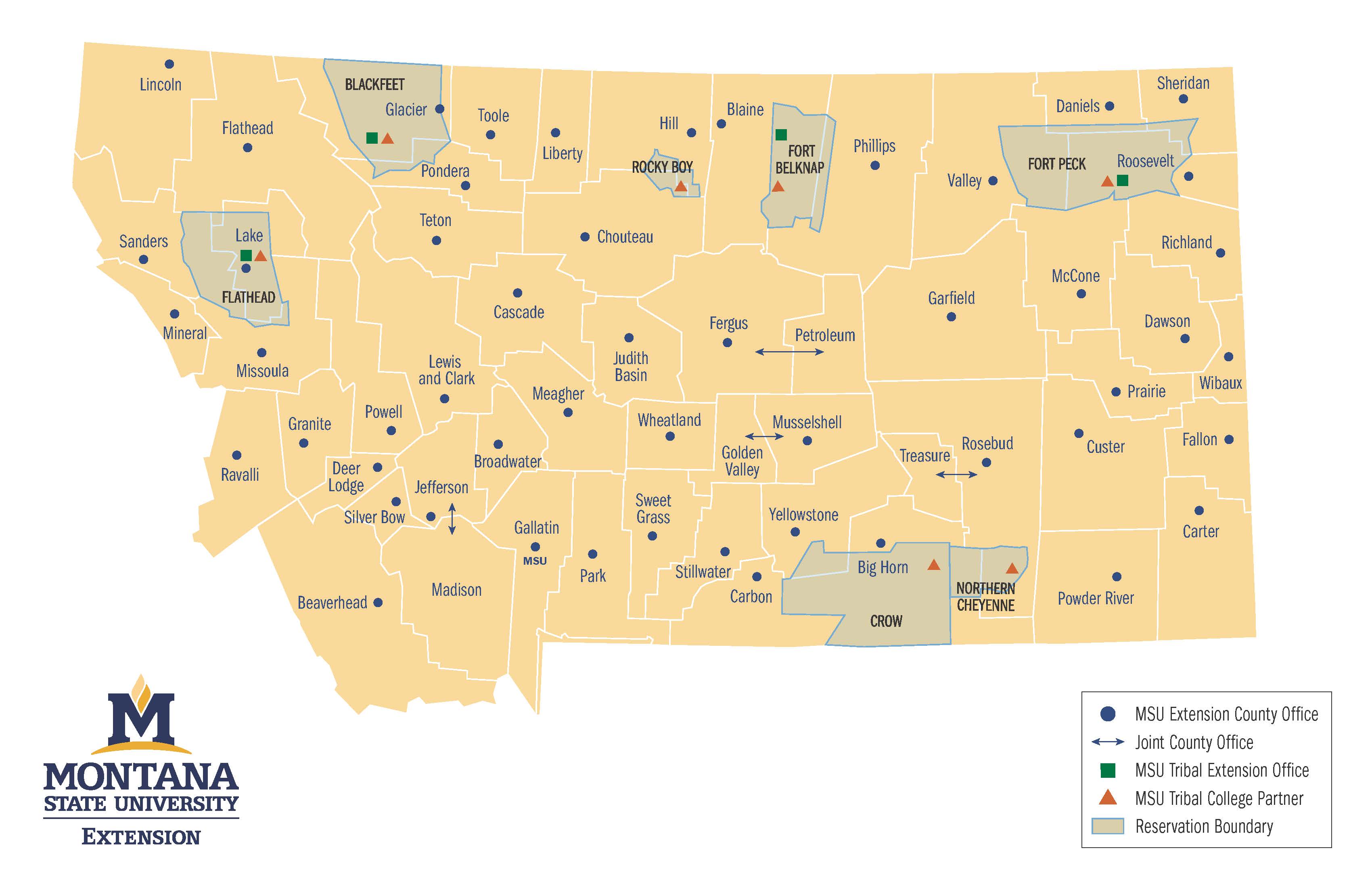 MSU Extension Office Map MSU Extension Map - State of Montana with county office locations listed