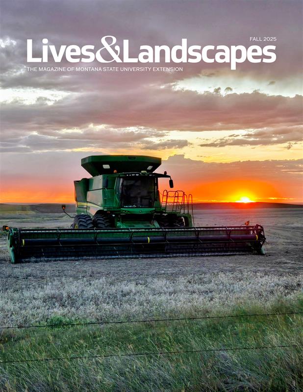 Cover image of this issue features a combine tractor in a field at sunset