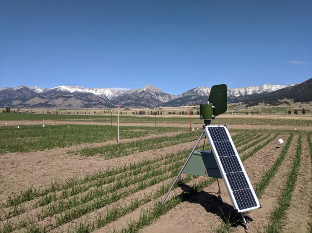 Figure 1 Decorative photo of a tripod in a field with attached solar panel and anemometer