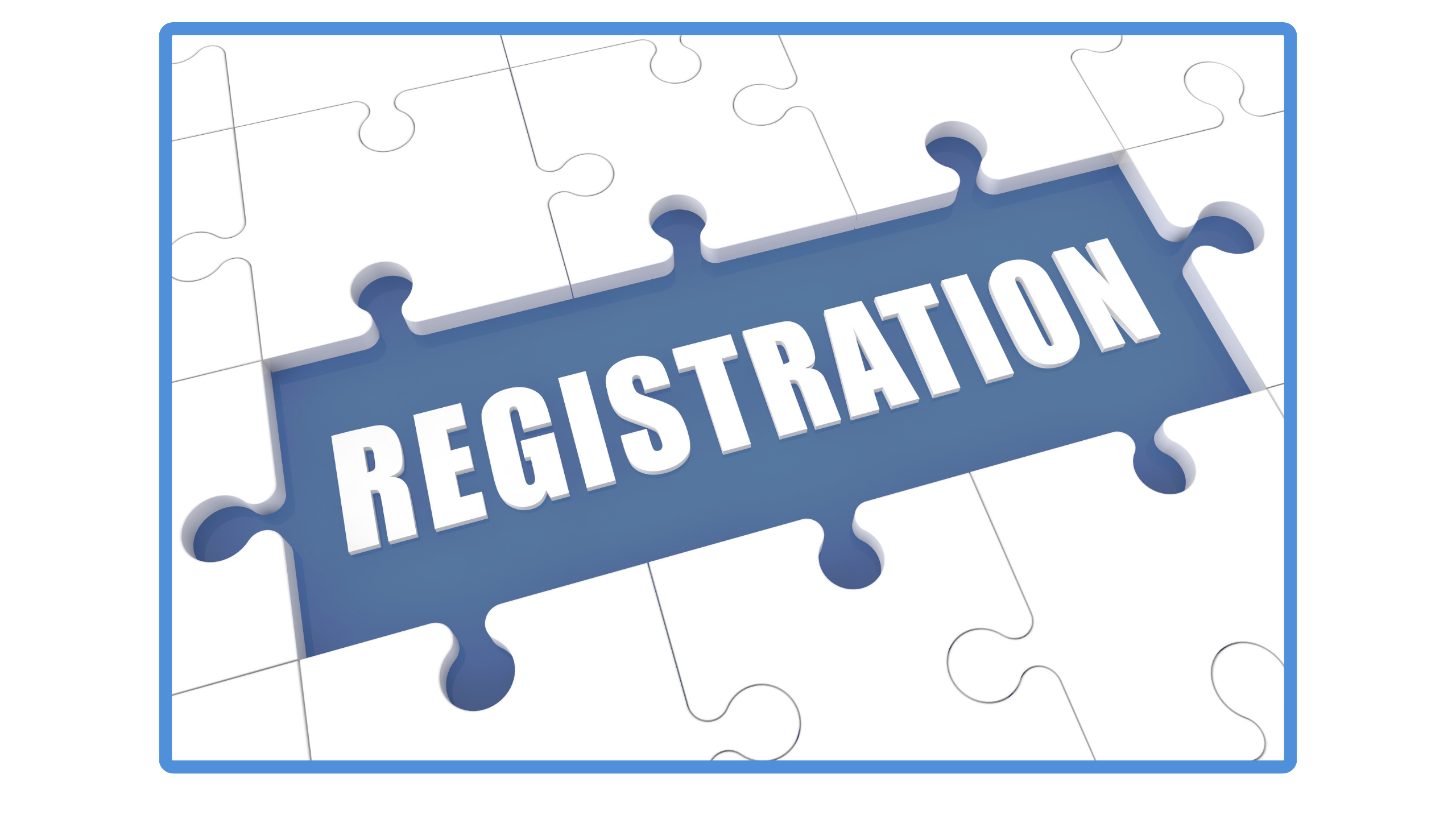 blue puzzle with the word registration in it blue puzzle with the word registration in it