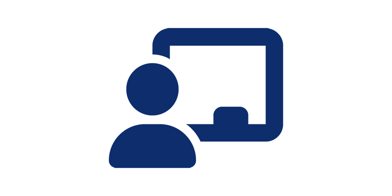 student by computer icon