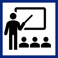 teacher in front of students icon