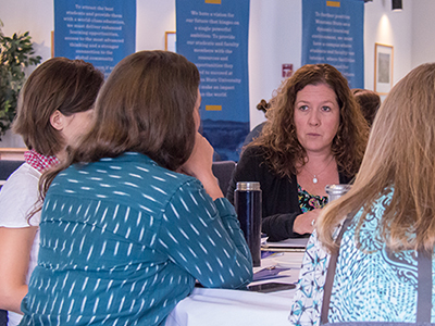 Group discussion at new faculty orientation