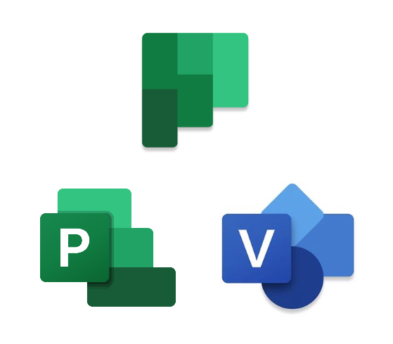 Logos for Microsoft Planner, Project, and Visio Logos for Microsoft Planner, Project, and Visio