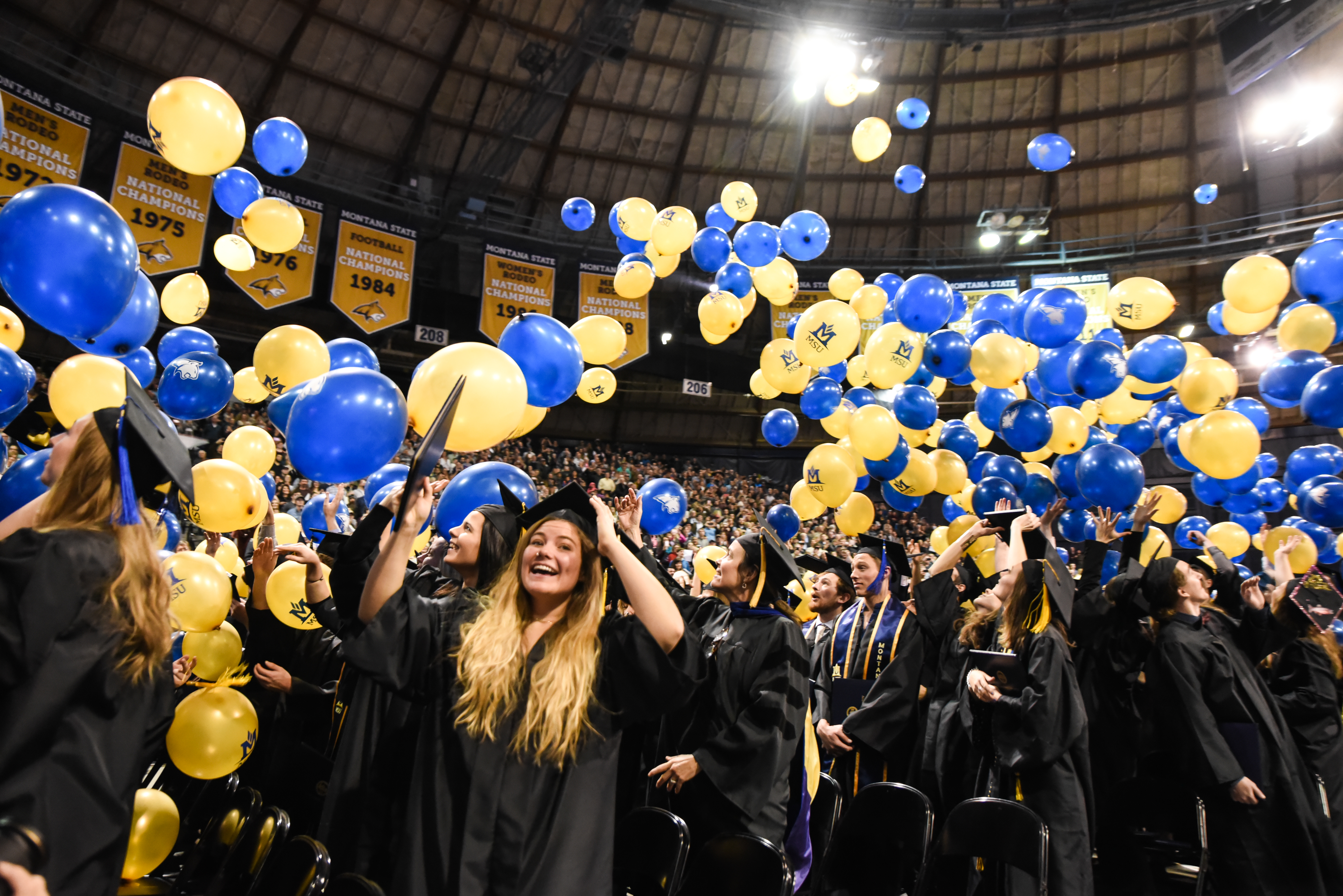 Ballons dropping at commencement