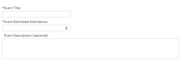 event title, estimated attendance, description event title, estimated attendance, description