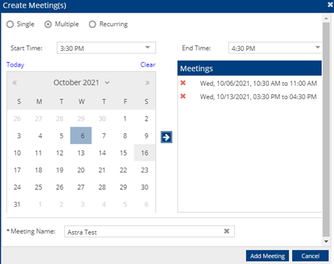 selecting multiple meetings selecting multiple meetings
