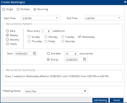 creating recurring meeting creating recurring meeting
