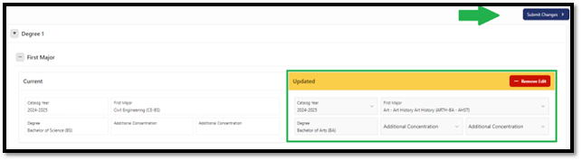 Submit Changes Button Submit Changes Button