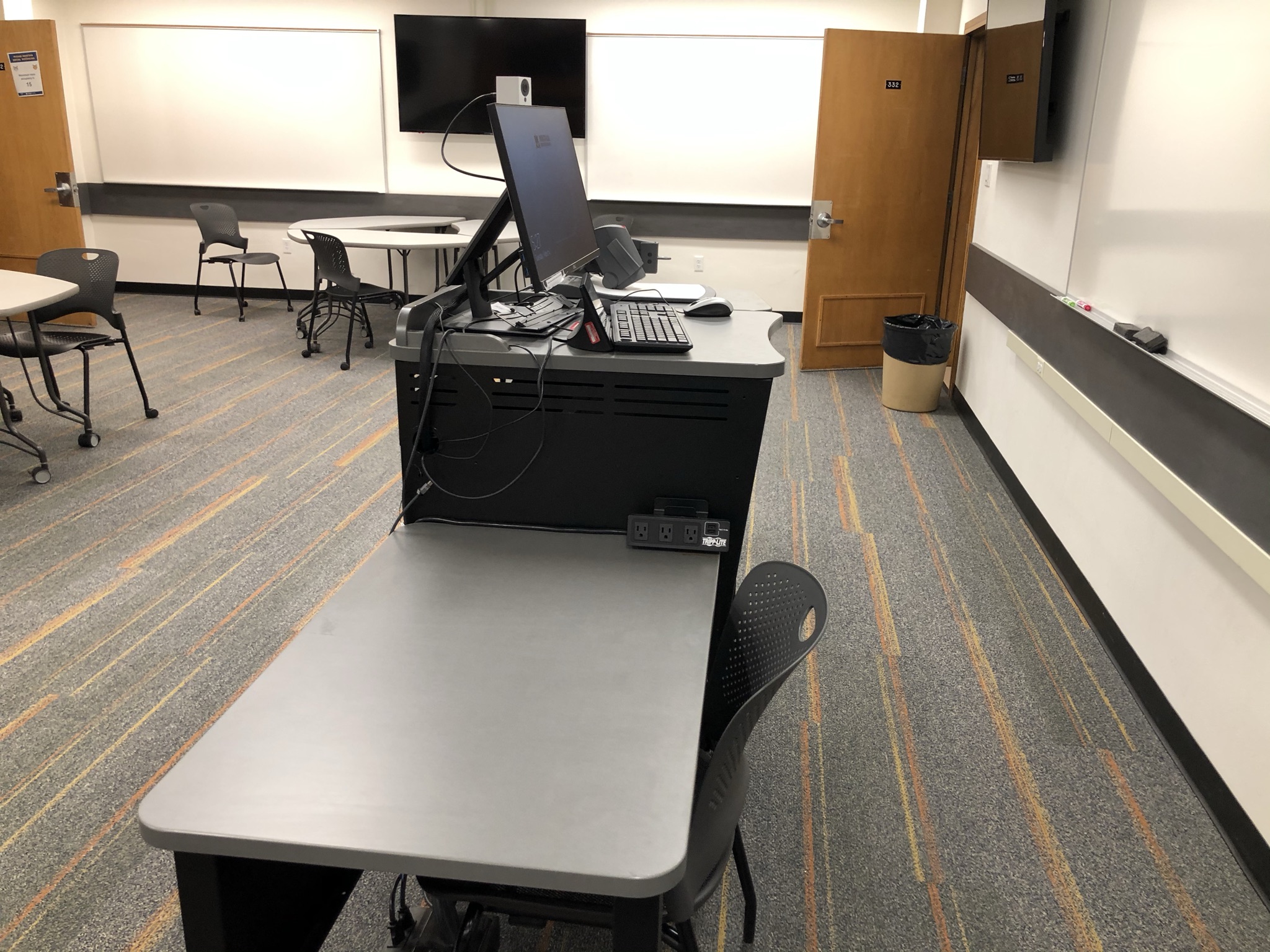Side table for instructor in Reid 332 Reid 332 podium side table