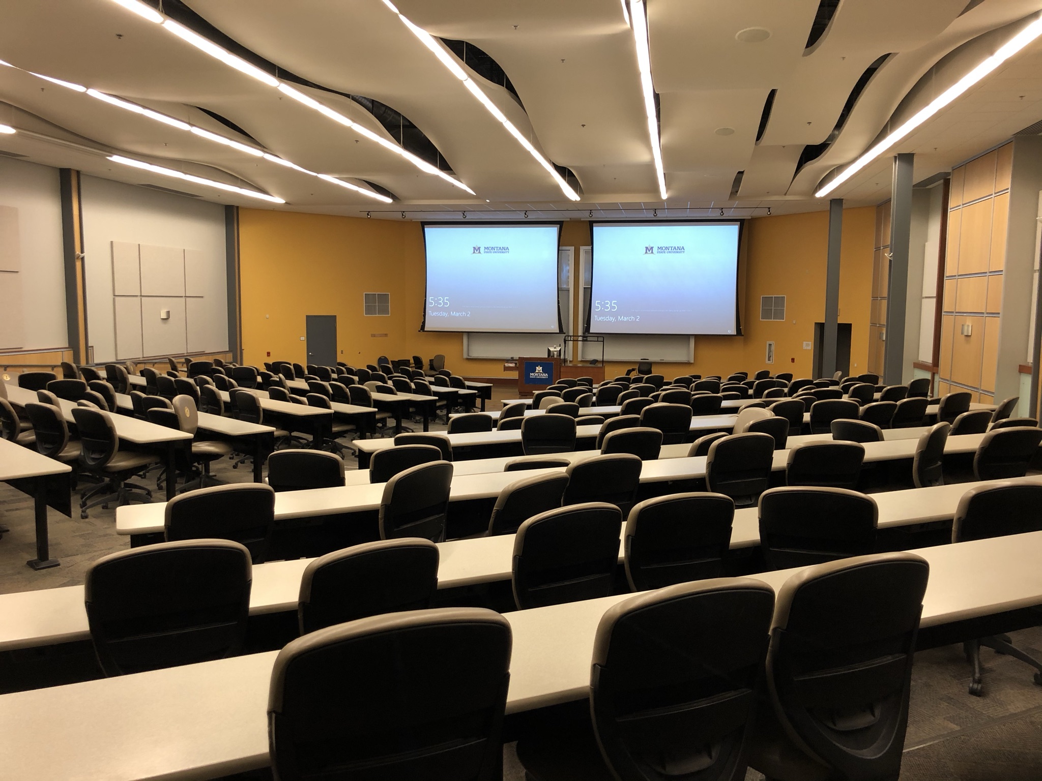 Gaines 101 lecture hall, student view Gaines 101 lecture hall, view from rear