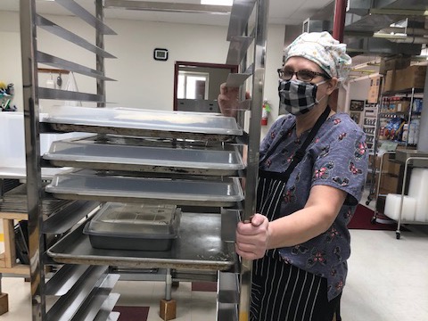 Person with Bakers Rack Person with Bakers Rack