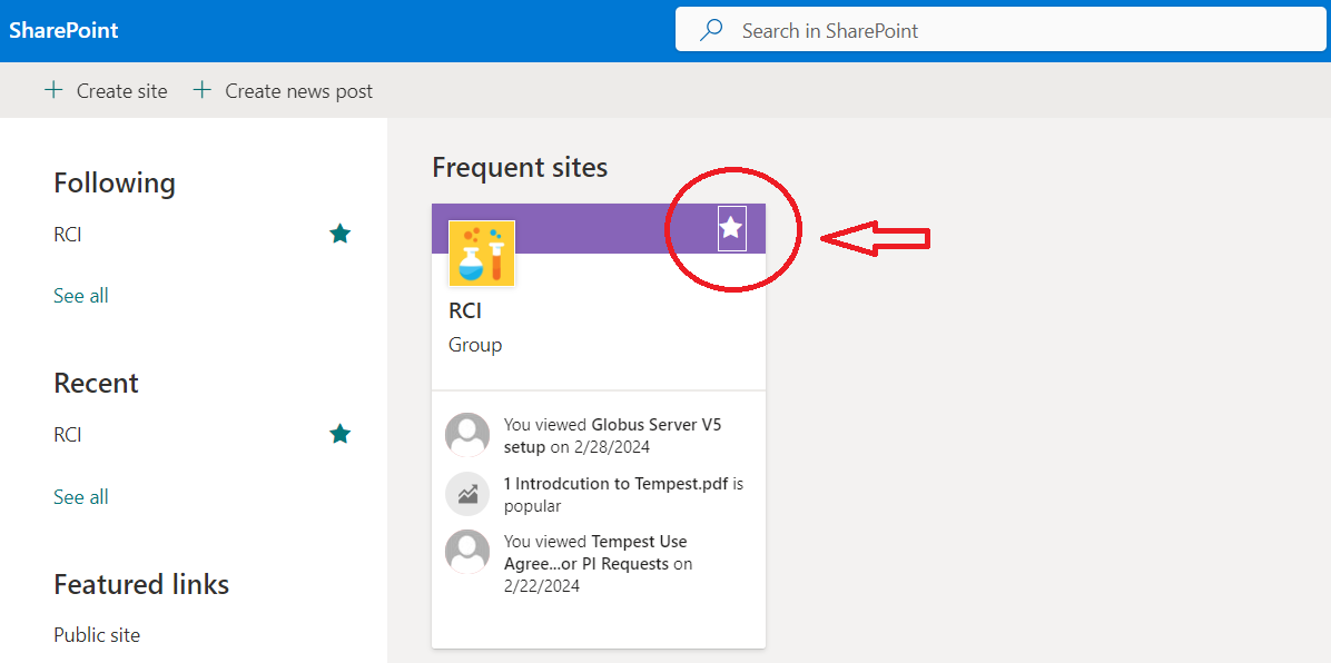 Star shared folder in SharePoint to view in Globus Star shared folder in SharePoint to view in Globus