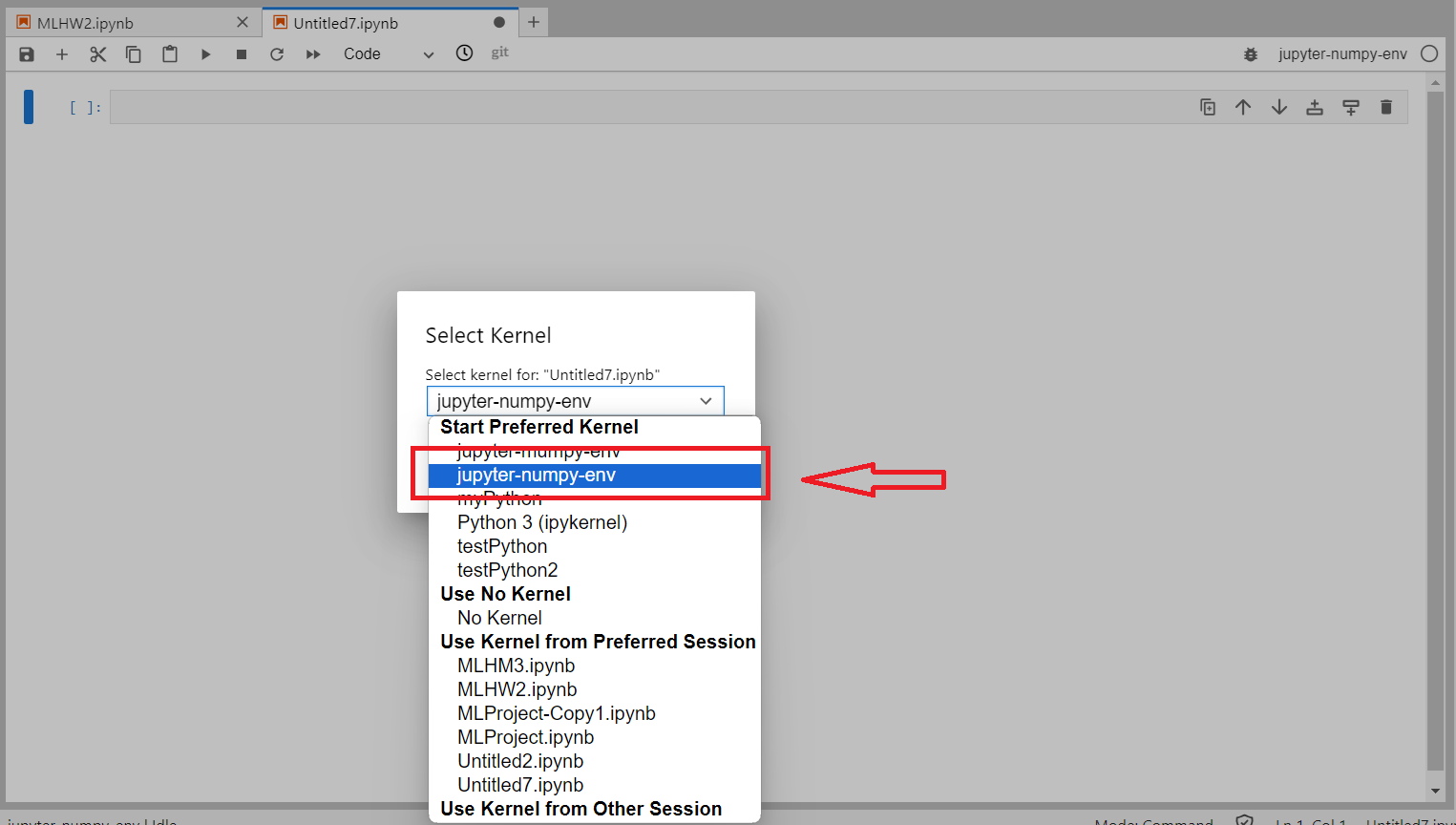 New Mamba environment selection in jupyter New Mamba environment selection in jupyter