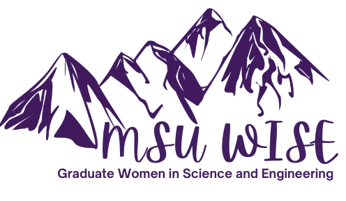 WISE logo WISE logo with purple mountains and words "MSU WISE Graduate Women in Science and Engineering" written below